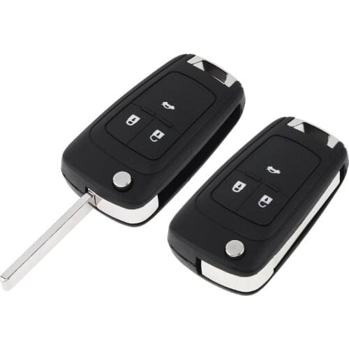 Black 3 Button Car Key Remote Fob Shell Case Auto Key Shell Replacement No Chip with Uncut Car Flip Key Fit for Opel