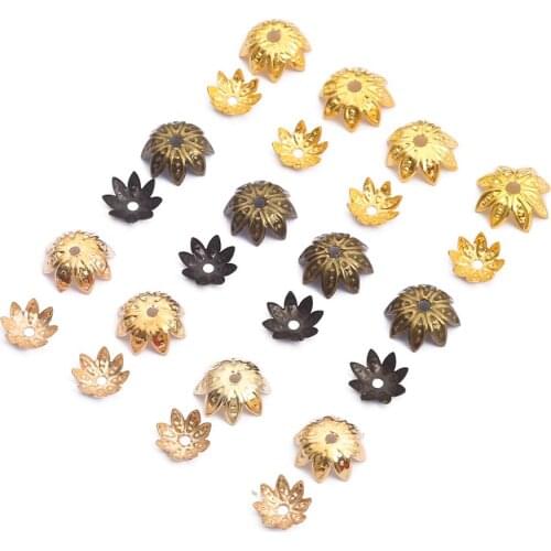 100pcs/Lot 8mm 10mm Metal Caps Cone End Beads Cap Filigree Lotus Flower Beads For Jewelry Making Findings DIY Supplies