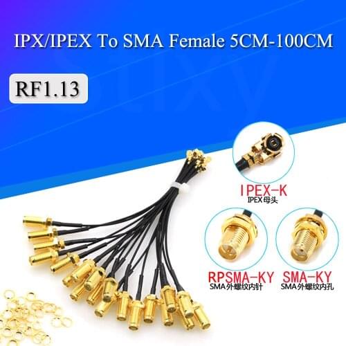 5Pcs RP-SMA Female to U.FL IPX IPEX RF Jumper Cable RP SMA to IPX RF 1.13 Extension Pigtail Connector for AP PCI Wi-Fi