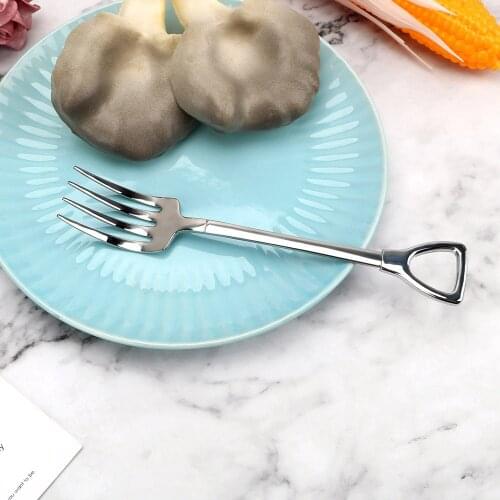 Cooking Accessories Kitchen Tools Tableware Shovel Shape Long Handle Fork Dessert Coffee Spoon Stainless Steel Dinner Fork