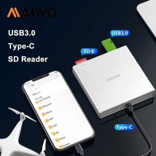 MAIWO K2525 Aluminum Alloy Hard Drive Enclosure SD Memory Card Reader USB 3.0 Type C to 2.5 inch SATA External SSD HDD Case