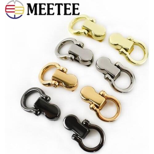 Meetee 10pcs 8X24mm Bags Strap Chain Hook Buckle Handle Swivel Rivet Screw Side Clamp Ring Buckles DIY Metal Nail Hooks Clasp