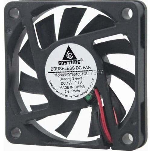 100 Pieces lot Gdstime 6010 60mm 60*10mm DC 12V 2Pin Mini Small Cooling Fan