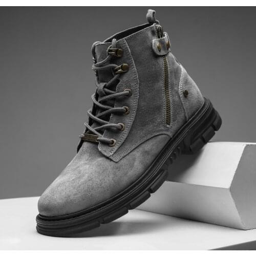 Men Boots Leather Waterproof Lace Up Military Boots Men Winter Ankle Lightweight Shoes for Men Winter Casual Non Slip Shoes