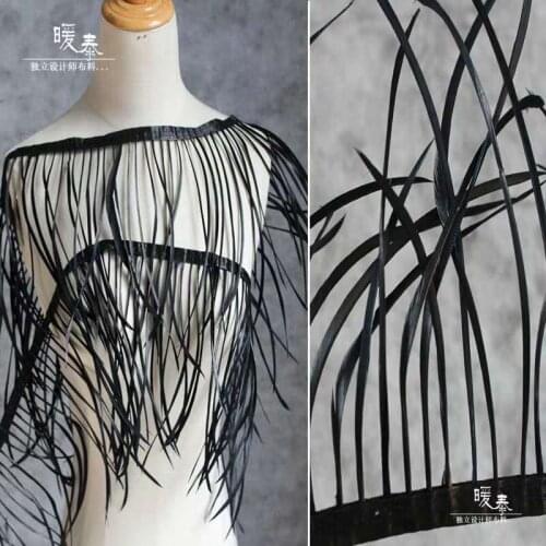 Natural Ostrich Feather Tassel Lace Trim Black DIY Collar Fringe Decor Craft Skirt Wedding Dress Designer Accessories Fabric