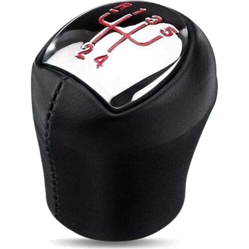 NEW-5 Speed Chrome Leather Car Gear Shift Knob Shifter for Renault Clio Espace Kangoo Express Laguna Megane Cabriolet Red