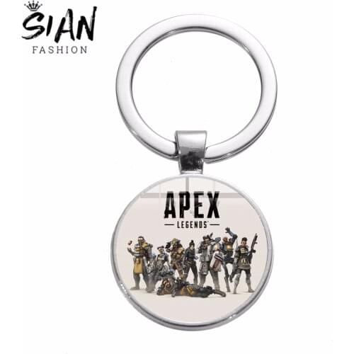 SIAN 2019 New Arrival Apex Legends Game Keychain Funny Figures 3D Printed Glass Dome Metal Key Chain Fans Souvenir Friends Gift