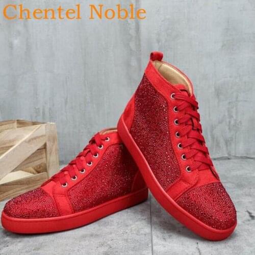 Newest Brand Chentel Noble Flock Men Casual Shoes Party Shoes Men Shiny Crystal High Quality Flats Comfortable Tenis Masculino
