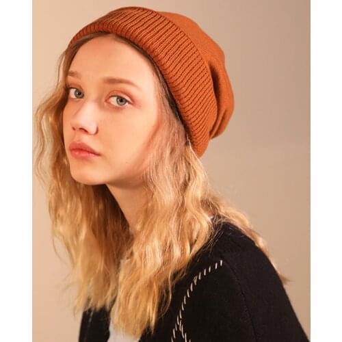 Beanie Hat for Women Winter Hat Knitted Rabbit Fur Skullies Hat Warm Bonnet Cap Female Hats for Girl hat