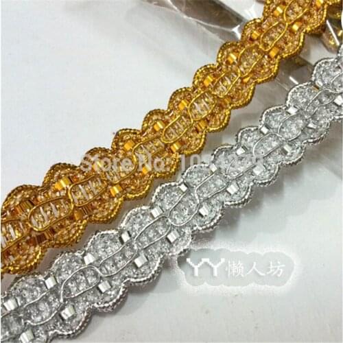 Wholesale 20Meters Fine 2Colors (Silver/ Gold) Lace Trim DIY Accessories 1.9cm LG0008