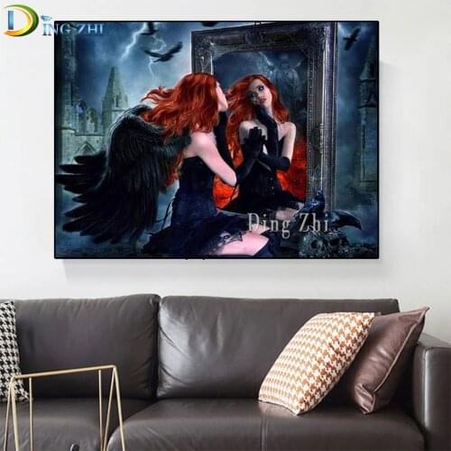 Full Square/Round Drill Vampire Woman 5D DIY Diamond Painting Dark Angel 3D Embroidery Cross Stitch Diamond Mosaic Home Decor