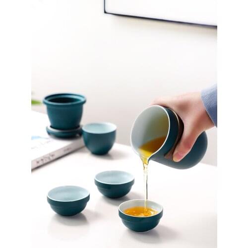 Portable tea set travel ceramic portable outdoor bag teapot and cup set single quick guest cup Chinese Kung Fu tea set gift