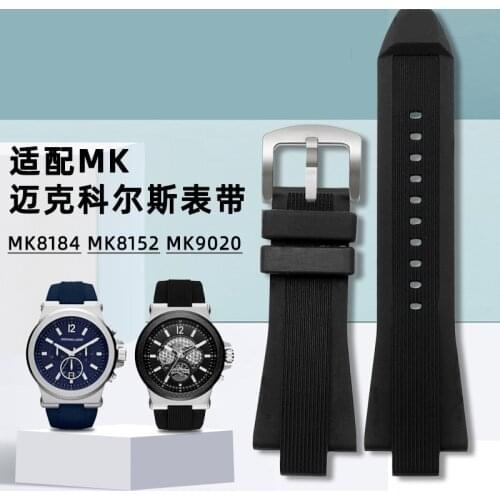 29mm -13mm Black Silicone Rubber Watch Band Strap For Fits Michael Kors Replacement MK9020