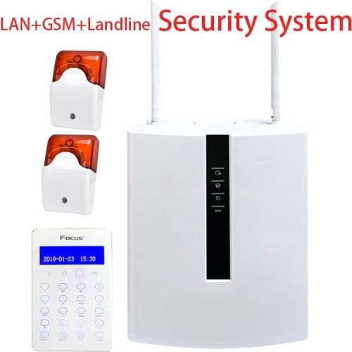Focus FC-7688Plus House Intruder Protection 96 Wire Zones 2 CMS Platforms APP Call/SMS LAN IP Alarm System
