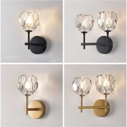 Modern RH K9 Crystal Led Wall Lamp Light for Bedroom Home Decor Wall Sconce Bedside Lamp Luminaire Mirror Lighting Fixtures