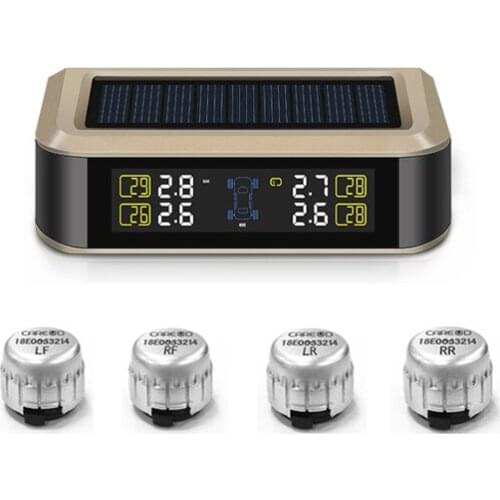 T601X-WF Wireless Car Tire Pressure Alarm Monitor System TPMS LCD Display Solar Powered Car 4 External Sensor Temperature Alarm