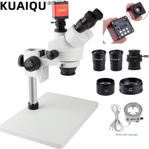 3.5X-90X 3.5X-45X HDMI USB Video Camera Simul-Focal Stereo Microscope Trinocular Microscope Set For Soldering Repair PCB LAB