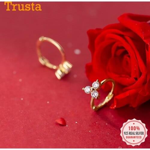Trustdavis Real Minimalist 925 Sterling Silver Fashion INS Flower CZ Hoop Earring For Women Wedding Party S925 Jewelry DA1332
