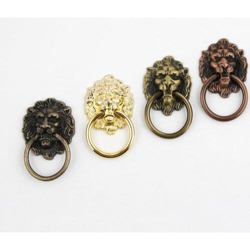 JD Antique Furniture Handles Vintage Lion Head Cabinet Knobs and Handles Furniture Door Cabinet Drawer Pull Handle Knob Ring