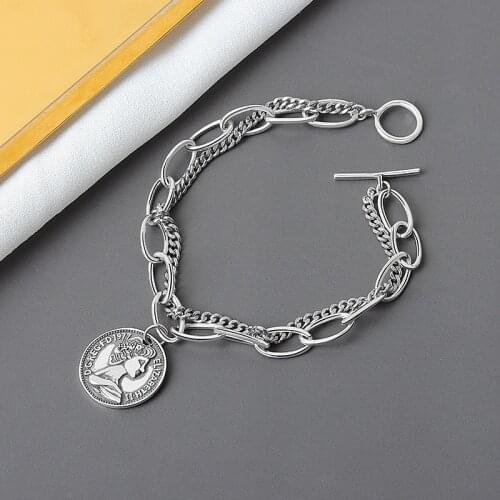 Vintage 925 Sterling Silver Double Layer OT Chain Tassel Round Bead Charm Bracelet &Bangle For Women Wedding Jewelry SL153