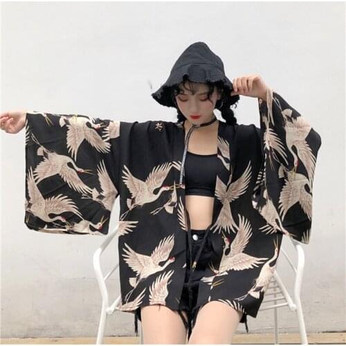Yukata female Kimono cardigan shirt harajuku kawaii style Kimonos woman 2020 blouse obi haori Japanese streetwear