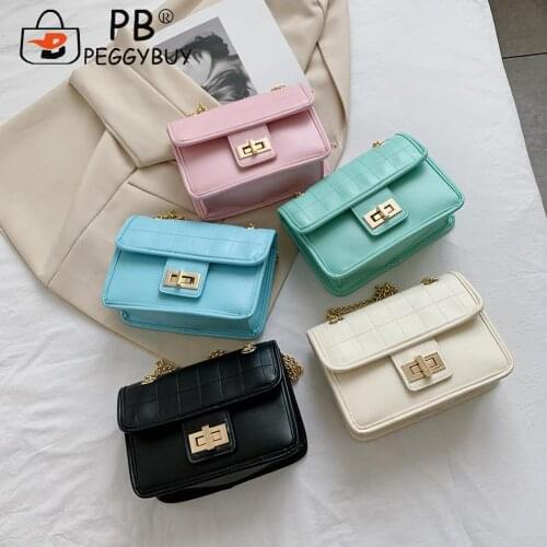 Womens Fashion Flap Handbags Retro Lattice Pattern Chain Crossbody Bag PU Leather Casual Solid Color Shoulder Bags