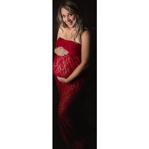 New Maternity Photography Props Maxi Long Soft Pregnancy Gown Ruffles Sleeves Lace Costume for Women Fancy Photo Shooting