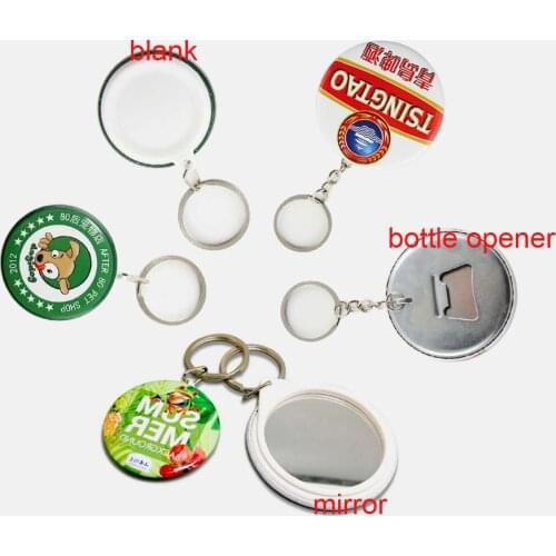 100 PCS Button Badge Bottle Opener Key Ring Mirror Blank badge DIY Crafts Materials