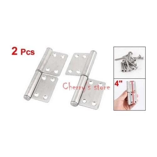 2 Pcs 4" Long Stainless Steel Two Leaves Door Window Flag Hinges