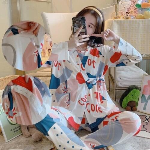 3 PCs/Set Cotton Maternity Nursing Sleepwear Breastfeeding Nightwear for Pregnant Women Pregnancy Breast Feeding Pajamas Suits