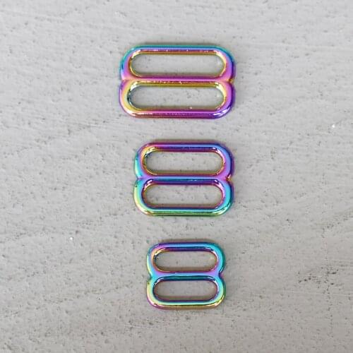 50 Pcs 15/20/25mm Colourful Metal Adjust Buckle Tri Glide Slide Buckle Middle Center Bar Adjuster for Leather Craft Bag Strap