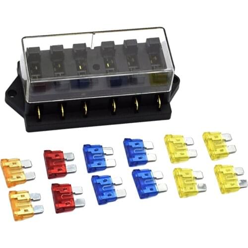 Auto 6 Way Blades Circuit Fuse Box Block for Vehicle SUV Mini Waterproof
