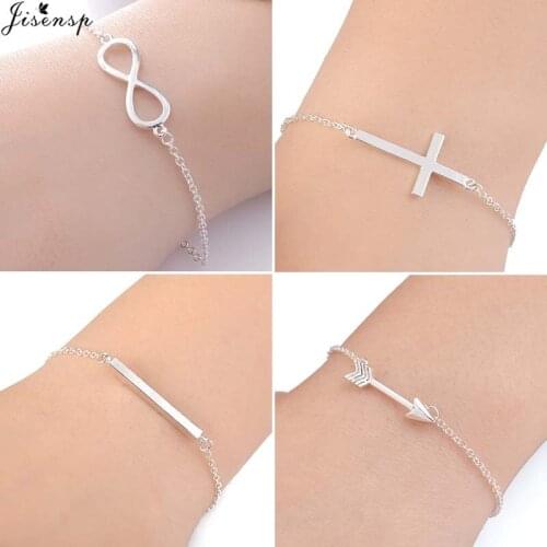 Jisensp Steampunk 8 Shape Charm Bracelets & Bangles Fashion Jewelry for Women Geometric Cross Arrow Bracelet Party Gift bijoux