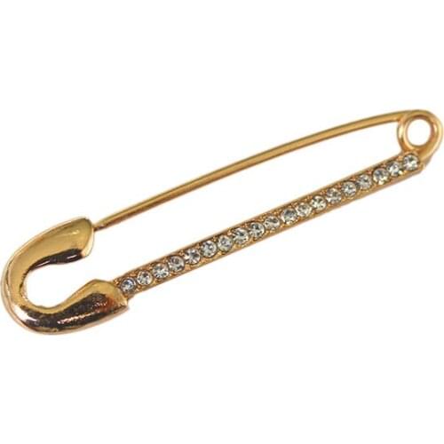 Newest Fashion Sweet Simple Glitter Rhinestone Pins for Women Gold Color Metal Clips Brooches Jewelry Accessory Party Gifts Lady