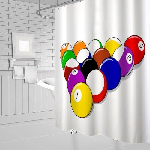 Personality Bathroom Shower Curtain waterproof billiards Prints Fabric Polyester Bath Curtains Hooks Decoration