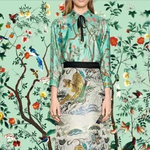 145cm Fashion Printed Fabric Diy Dress Scarf Satin Fabric Italian Brand Clothing Polyester Fabric Material Wholesale Cloth