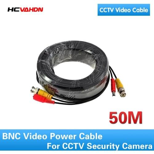 HCVAHDN 50m cctv cable Video Power Cable high quality BNC + DC Connector for CCTV Security Cameras Free Shipping