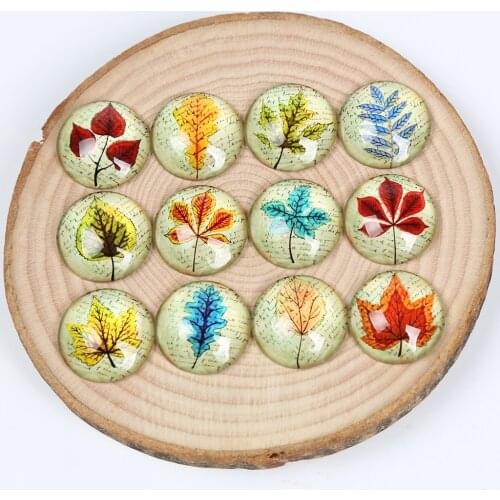 Reidgaller leaf photo round glass cabochon 30mm 12mm 20mm 25mm diy mixed handmade jewelry findings for necklace pendants