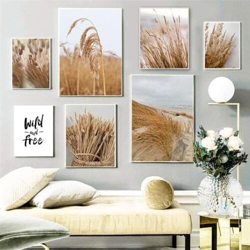 Painting Decorative Reed Wheat Quotes Autumn Landscape Canvas Painting Nordic Posters and Wall Pictures for Living Room Decor