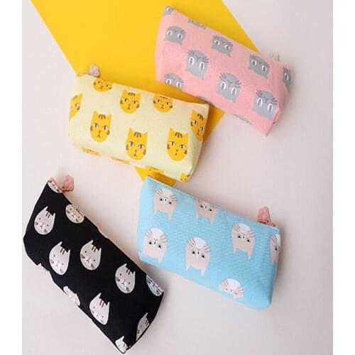 Kawaii Cute Cartoon Cat Ship Design Pencil Bag Holder Big Storage Student Stationery Kids Birthday Gift