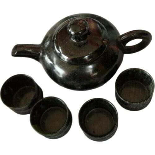 China handmade jade carving natural stone jade teapot and tea cup A set