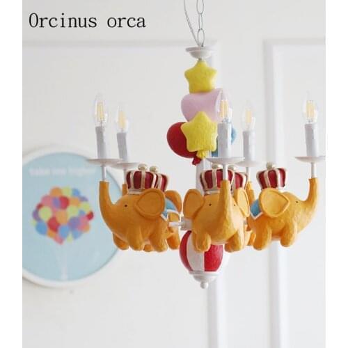 Royal Flying Elephant chandelier childrens room lamp boys and girls bedroom American creative cartoon, baby elephant chandelier