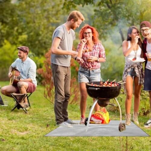 BBQ Grill Mat Outdoor Beach Picnic Barbecue Outdoor Baking Fireproof Heat Resistant Splatter Mat Waterproof Camping Pad Blanket