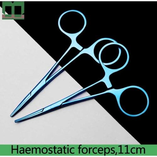 Haemostatic forceps 11cm straight handle titanium alloy angle head surgical operating instrument Cosmetic tool Microvascular hemostasis holding steady Double eyelid surgery tool