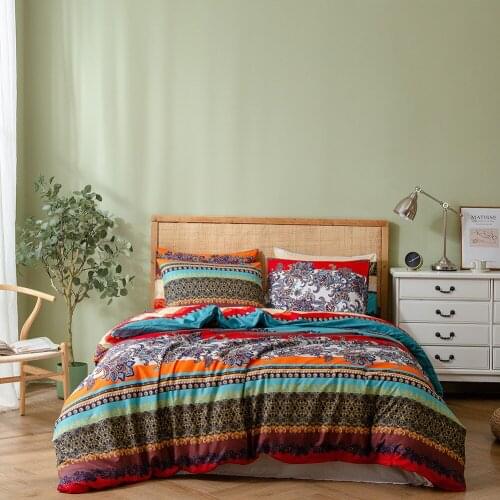 Brushed Boho Floral Duvet Cover Bedding Set Vibrant Bed Accessory Breathable Zipper Floral Comforter Soft Quilt Cover BS078