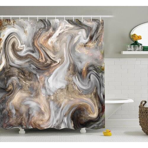 Marble Shower Curtain Retro Style Paintbrush Colors in Marbling Texture Watercolor Artwork Wall Decoration Hanging Curtains