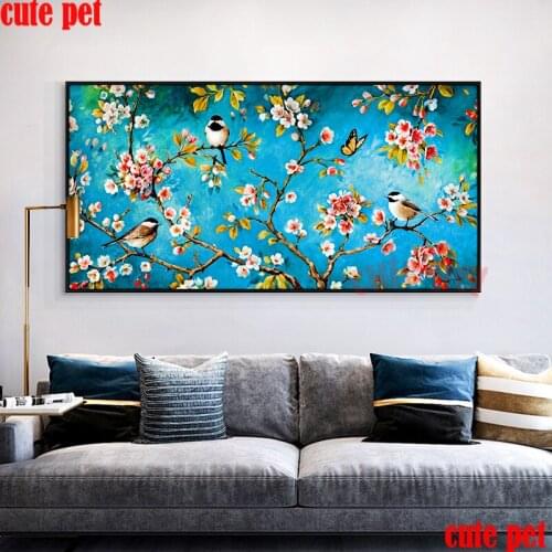 Full Drill Diy diamond painting set Flowers and Birds Cross Stitch picture rhinestones 5D embroidery diamond mosaic decor large