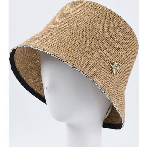 Fibonacci 2020 New Women Bucket Hat Caps Straw Panama Spring Summer Outdoor Mountaineer Hat