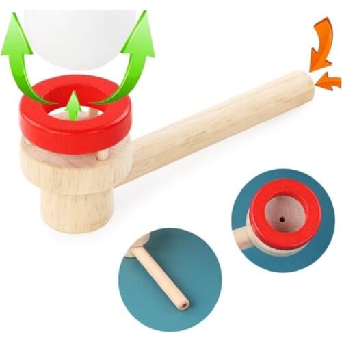 Floating Blow Pipe Balls Wooden Stress Reliever Balance Blowing Toys Parent-child Game Equipment for Kids Adults J60B