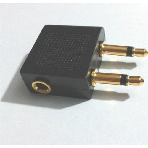 50PCS X Gold-plated 3.5 mm to 3.5 mm 2 Airplane Headphone audio Adapter New